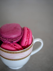 colorful macaroons, almond cookies, pastel colors, vintage card, with place to add text