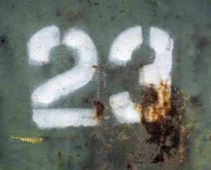 Written Wording in Distressed State Typography Found Number Twenty three 23