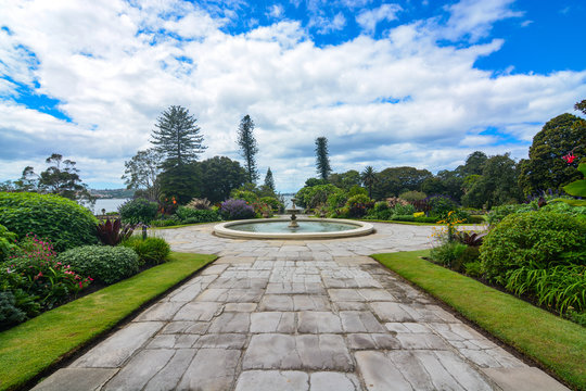 Formal flower gardens of the historic Sydney Government House in Australia