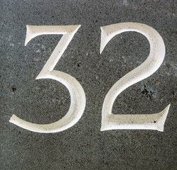 Written Wording in Distressed State Typography Found Number Thirty Two