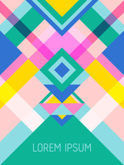 Cover page layout vector template geometric design with triangles and stripes pattern.