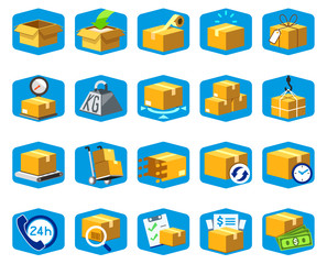 Shipping services icon.  Delivery parcel in a standard package.