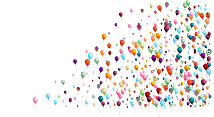 Realistic Bright Colored Helium Balloons. Party, Christmas, Birthday, New Year Funky Decoration. Hipster Seasonal Sale Confetti, Childrens Ornament. Falling Down, Flying Up Colored Balloons Set © graficanto