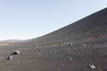 Monochrome hverfjall crater in Myvatn area, northern Iceland