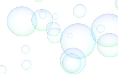 Light pastel colored background with pink bubbles. Wallpaper, texture blue balloons. 3D illustration