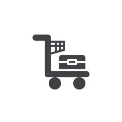 Airport Luggage trolley with baggage vector icon. filled flat sign for mobile concept and web design. simple solid icon. Symbol, logo illustration. Pixel perfect vector graphics