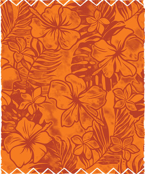 Fototapeta Hibiscuses and tropical leaves vector abstract wallpaper