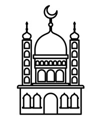 arabic castle tower with moon vector illustration design