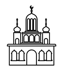 arabic castle tower with moon vector illustration design