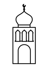arabic castle tower with moon vector illustration design