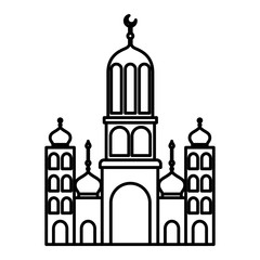 arabic castle tower with moon vector illustration design