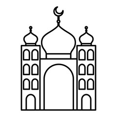 arabic castle tower with moon vector illustration design