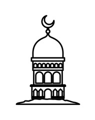 arabic castle tower with moon vector illustration design