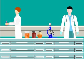 Scientific medical laboratory working people