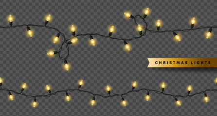 Yellow christmas lights isolated