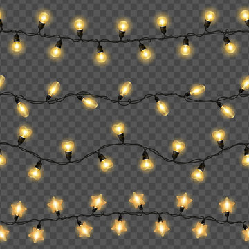 Yellow Christmas Lights Isolated