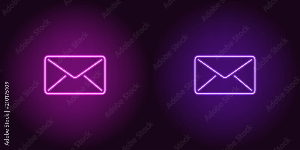 Wall mural neon icon of purple and violet mail