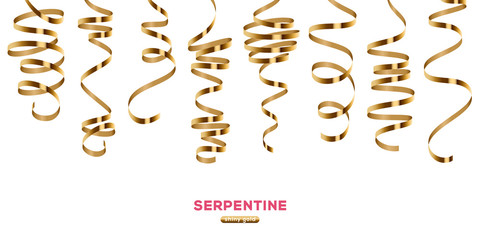 Obraz premium Shiny golden serpentine on white