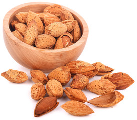 Almonds isolated on white background