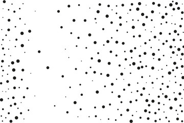 Black dots of different sizes on a white background. Abstract spray pattern.