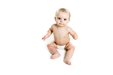 Baby boy portrait on white background