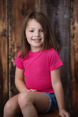 Fototapeta premium Little Girl with Plain Tee Shirt for Copy