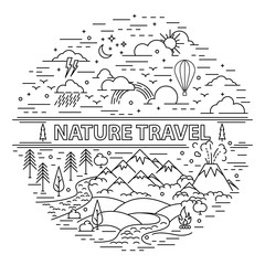 Flat line style travel banner - 210177126