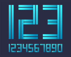 Geometric font line digital effect design numbers Space futuristic style Vector alphabet