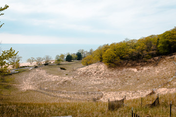 View from the side of the sand dune looking over the landscape