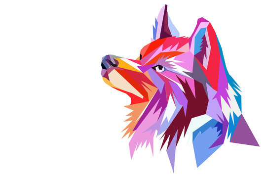 the head of a wolf. polygon style.