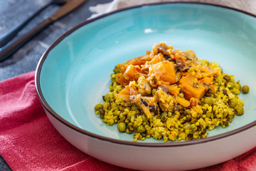 Vegetarian meals Bulgur - Butternut and oriental bean