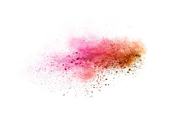 abstract powder splatted background. Colorful powder explosion on white background. Colored cloud....