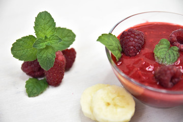 Raspberry smoothies, art soft focus