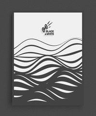 Abstract wavy background. Pattern with optical illusion. Textbook, booklet or brochure mockup. Cover design template. Futuristic vector illustration.