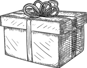 Decorative Christmas gift box sketch.