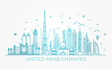 Fototapeta premium Linear banner of United Arab Emirates