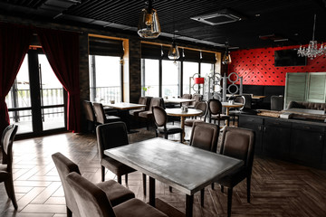 Interior of beautiful modern restaurant