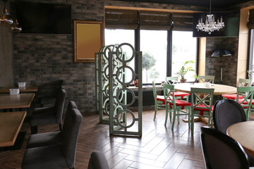 Interior of beautiful modern restaurant