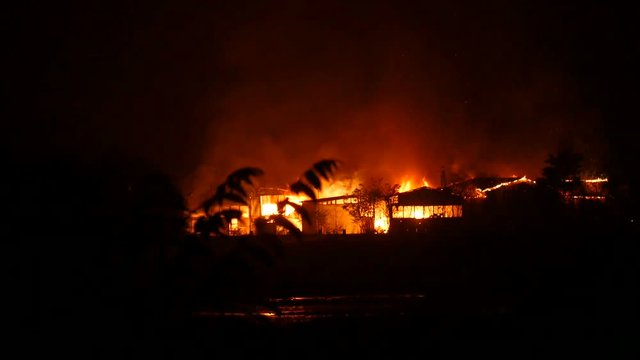 Fire Destroying Homes And The Nature Around