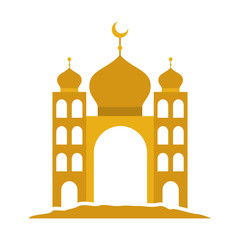 arabic castle tower with moon vector illustration design