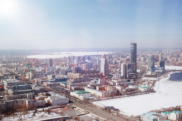 Fototapeta na wymiar view from a rooftop of a skyscraper