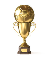 Golden soccer trophy - Clipping path included