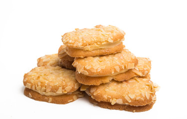 nut cookies with cream isolated