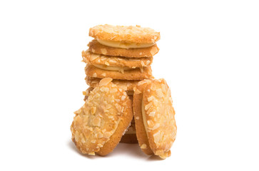 nut cookies with cream isolated