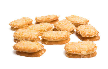 nut cookies with cream isolated