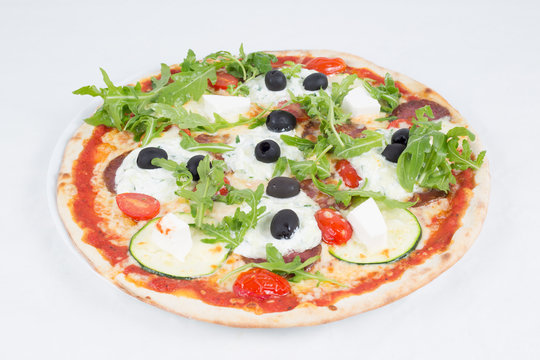 Fresh Baked Pizza On White Background