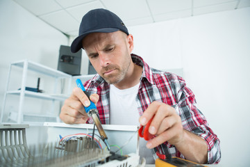 soldering the electronic parts