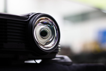 close up lcd glass wide lens projector for show presentation and multimedia light . 