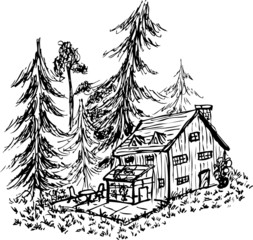 sketch of a lodge by jziprian