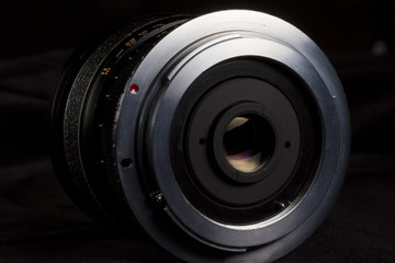 Wide vintage lens aperture mount. M42 adapter. DSLR lens back.